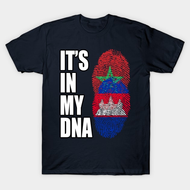Cambodian And Moroccan Mix DNA Flag Heritage T-Shirt by Just Rep It!!